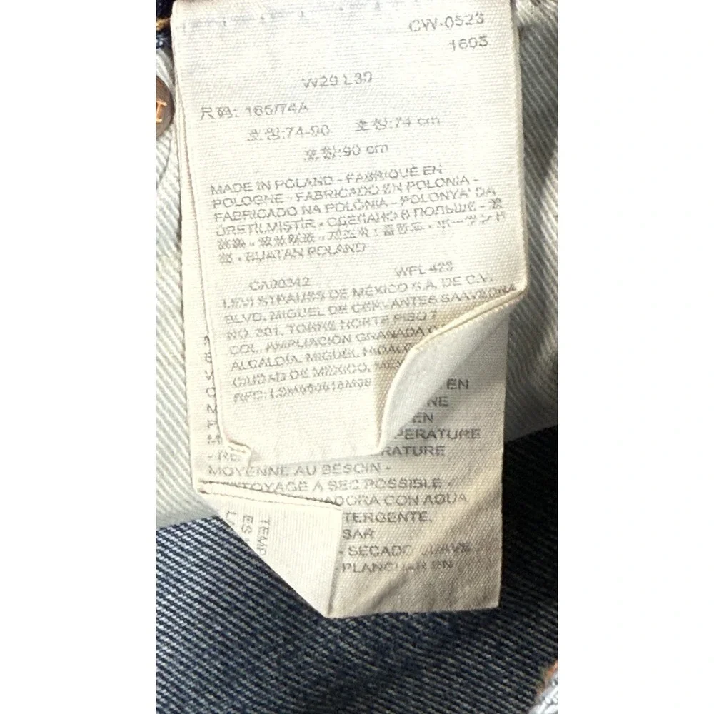 Levi's 501xx Plant Based Button Fly‎ Men's 5 Pocket Denim Jeans Size 29x30